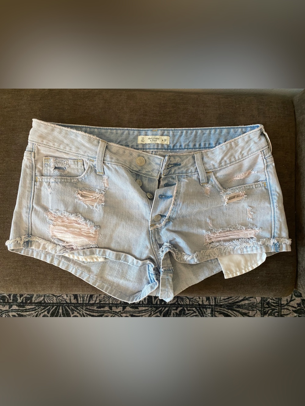 Abercrombie & Fitch Light Blue Distressed Denim Cutoff Shorts